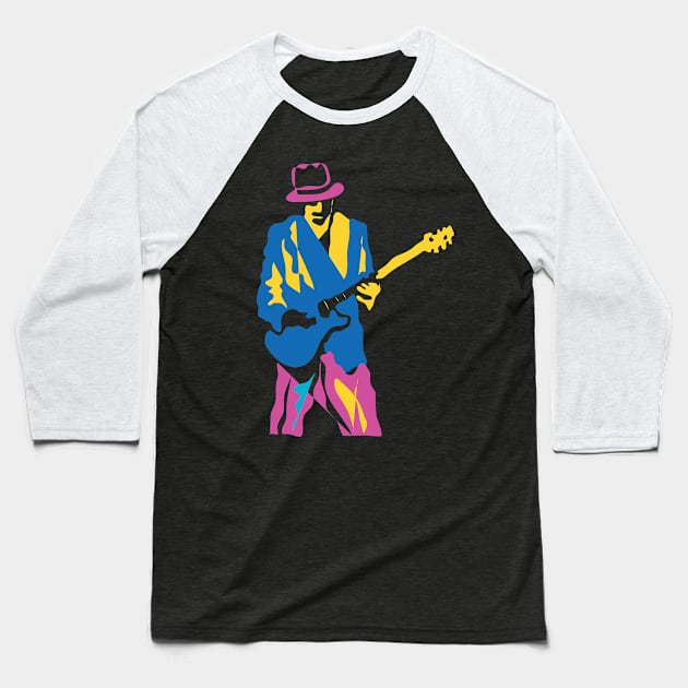Funny Colorful Rock Guitarist Baseball T-Shirt by jazzworldquest